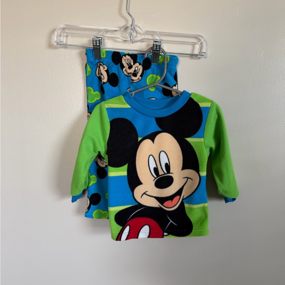 Y2K style - Disney Mickey Mouse Kids Pajama Set - Green and Blue